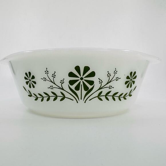Vintage Glassbake J235 1Qt Casserole W/Lid And 1.5Qt Baker No Lid 2 Floral Bowls - Picture 7 of 12